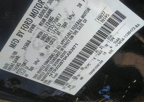 2009 Ford F-150 Stx/Xlt из США, поврежденный, VIN 1FTRX02879KA83871